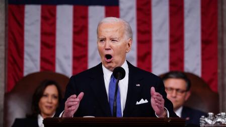El presidente estadounidense, Joe Biden, en un momento de su discurso sobre el estado de la Unión