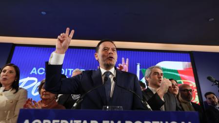El candidato de Alianza Democrática (AD), el conservador Luis Montenegro, tras su victoria