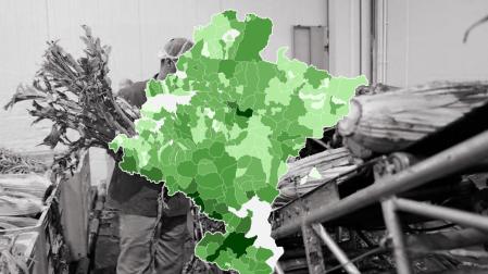 Mapa de color con el empleo en el sector agroindustrial