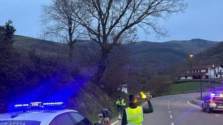 Patrullas de seguridad ciudadana de Guardia Civil habilitaron la zona para el aterrizaje del helicóptero de la Gendarmería Francesa y regularon la circulación en el punto del accidente