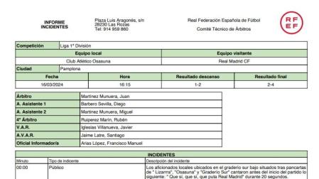 El informe que ha hecho público el Comité Técnico de Árbitros