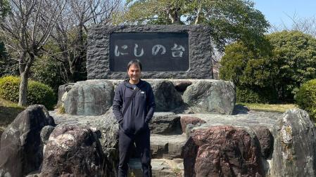 Imanol Arregui, técnico del Nagoya Oceans, en el parque Nishimodai de Japón