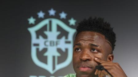 Vinícius Jr, en la rueda de prensa que ofreció previa al partido ante España