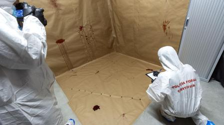 Taller de estudio de salpicaduras de sangre de la Policía Científica de Policía Foral