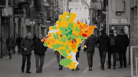 Mapa de color con la evolución de la población por municipios
