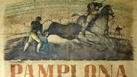 Cartel de festejos taurinos de San Fermín de 1852 en el que se lidiaban, entre otros,15 toros de la ganadería de don Nazario Carriquirri