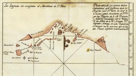 Mapa de la costa de Alaska que incluye el bajo Pamplona