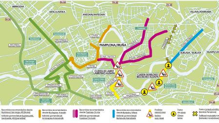 Mapa con las rutas alternativas a los cortes por las obras en Beloso