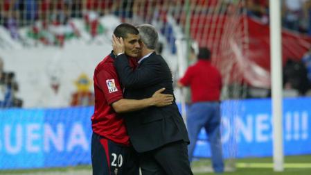 Javier Aguirre y Aloisi, tras la final de Copa de 2005 en el Vicente Calderón