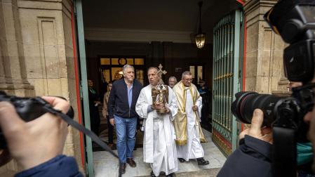 Recepción al Ángel de Aralar en el Ayuntamiento de Pamplona.