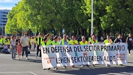 Manifestación de agricultores en el centro de Pamplona./