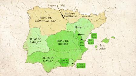 Mapa de la península ibérica durante el reino de García Sánchez III. El monarca pamplonés murió en la batalla de Atapuerca