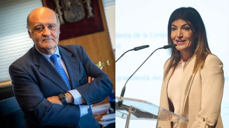 De izda. a dcha., Joaquín Galve Sauras, presidente del Tribunal Superior de Justicia de Navarra (TSJN), y Mari Paz Benito Osés, titular del Juzgado de Instrucción nº 3 de Pamplona