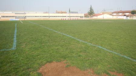 Imagen del mal estado en el que se encuentra el césped del campo de fútbol de Castejón.