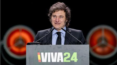 Intervención del presidente de Argentina, Javier Milei, en el acto `Viva 24¿ de VOX, en el Palacio de Vistalegre