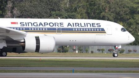 Un avión de la aerolínea Singapur Airlines