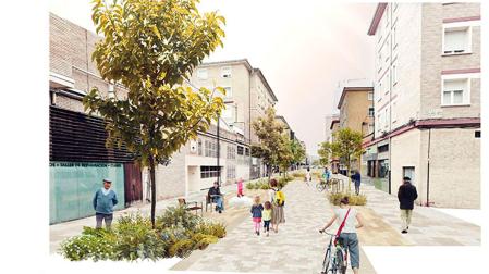 Recreación de las mejoras a realizar en la reurbanización en la calle Dr. Juaristi de Pamplona