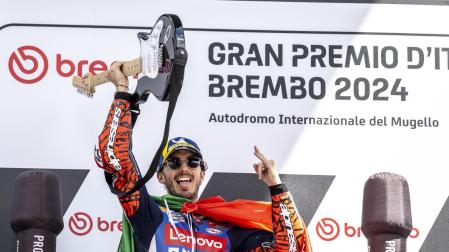 Bagnaia celebra su triunfo en Mugello