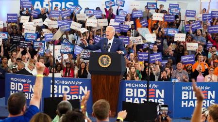 Joe Biden, en un mitin en Detroit