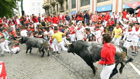 Tramo de Telefónica en el octavo encierro de San Fermín. |