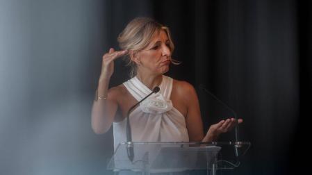 La vicepresidenta segunda y ministra de Trabajo y Economía Social, Yolanda Díaz, durante la inauguración de una jornada en el Círculo de Bellas Artes el pasado 10 de julio