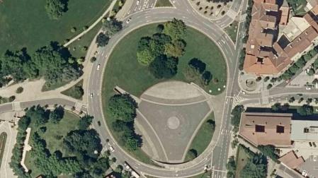 Vista aérea de la plaza de los Fueros de Pamplona