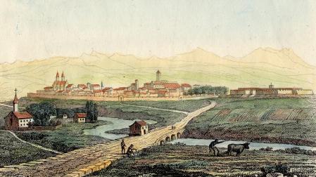 Pamplona hacia 1835.  France Militaire. Firmado por R.B