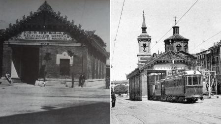 A la izquierda, el fielato en 1900, recién construido. A la derecha, El edificio, transformado como estación de El Irati hacia 1920