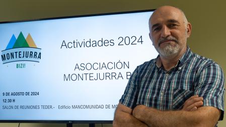 Aingeru Alonso, presidente de Montejurra Bizi, en la presentación del programa