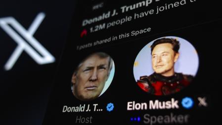 El expresidente de EEUU, Donald Trump, charla con el propietario de X, Elon Musk, en un directo en la plataforma

12/08/2024 El expresidente de EEUU, Donald Trump, charla con el propietario de X, Elon Musk, en un directo en la plataforma
