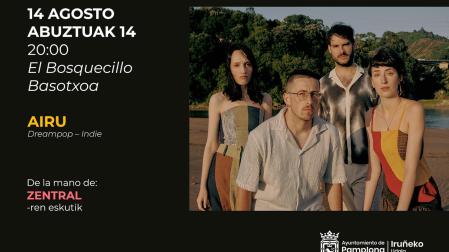 El ciclo ‘Salas de Música en la Calle’, organizado por el Ayuntamiento de Pamplona, continúa este miércoles con el grupo Airu, que llega de la mano de la sala Zentral