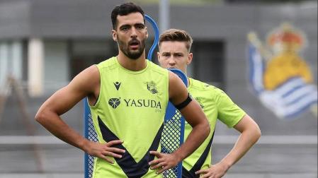 Mikel Merino, en Zubieta durante un entrenamiento de esta semana