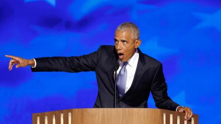 Barack Obama durante la Convención Nacional Demócrata