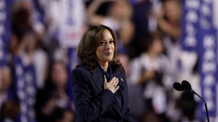 Kamala Harris, durante la convención demócrata en Chicago