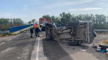 Imagen del accidente ocurrido en la carretera NA-5211 en el término de Buñuel