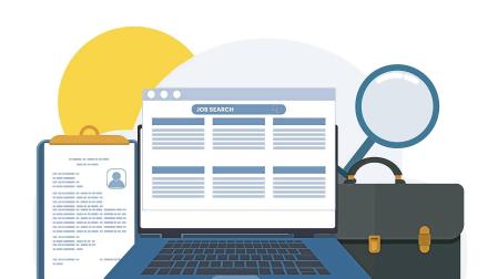 Ilustración de búsqueda 'on line' de empleo