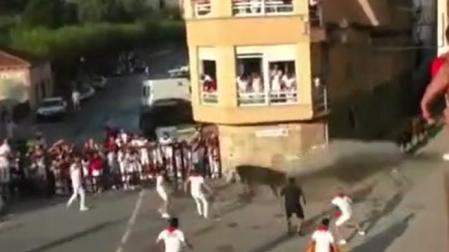 El primer encierro del puente con reses bravas de la ganadería Adrián Domínguez ha dejado la imagen curiosa del día, cuando una vaca ha embestido una boca de riego y ha comenzado a brotar agua de forma incontrolada