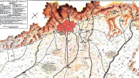 Plano de la ciudad de Santafé, en Colombia, en 1797. Es obra de Carlos Francisco Soler y lo guarda el Servicio Geográfico del Ejército
