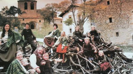La familia Kelly, posando en Belascoáin. Esta foto ilustra la portada de su disco 'What a wonderful world!' (1981)