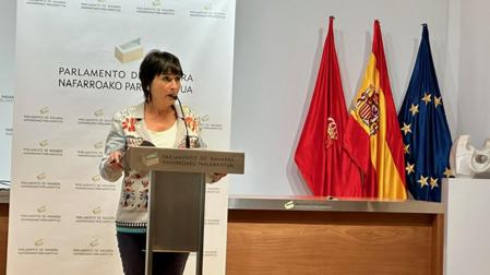 Laura Aznal, portavoz de EH Bildu, durante su comparecencia