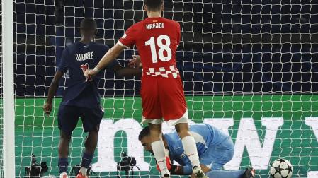 Instante del error de Paulo Gazzaniga que le costó la derrota al Girona