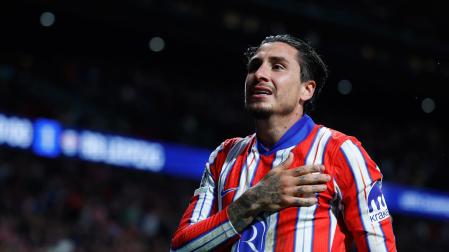 El defensa uruguayo del Atlético de Madrid, José María Giménez, celebra el segundo gol