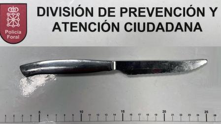 Cuchillo intervenido en la pelea de Burlada
