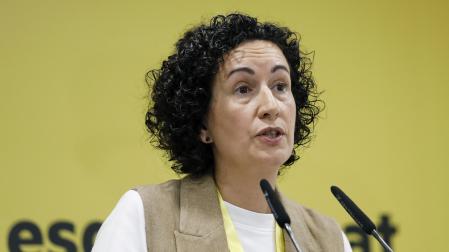 La secretaria general de ERC, Marta Rovira, durante su intervención en el inicio del Consell Nacional del partido celebrado este sábado en su sede