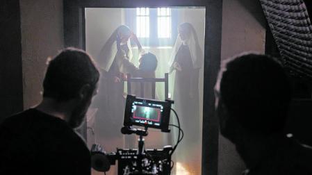 Rodaje en Villafranca de la película El convento, de Luis Galindo y Ángel Chivite