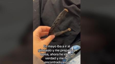 Imagen del plátano que se encontró en la bolsa de deporte la joven pamplonesa