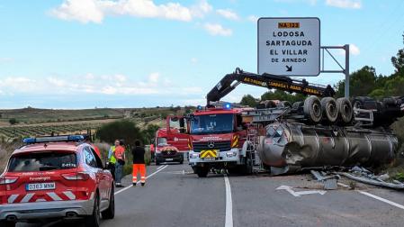 Vista de lugar del accidente e la NA-134 en Lodosa