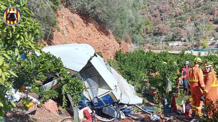Foto del accidente mortal de un helicóptero en Valencia./