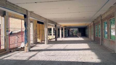 Obras de rehabilitación de la nueva residencia para personas mayores Urederra, situada en el edificio del antiguo albergue Oncineda