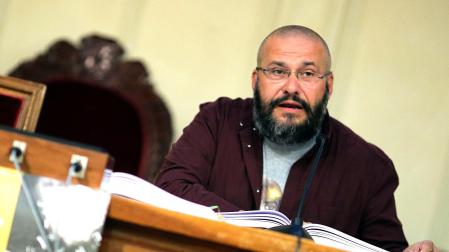 Javier Armentia, durante la lectura del Quijote en 2017